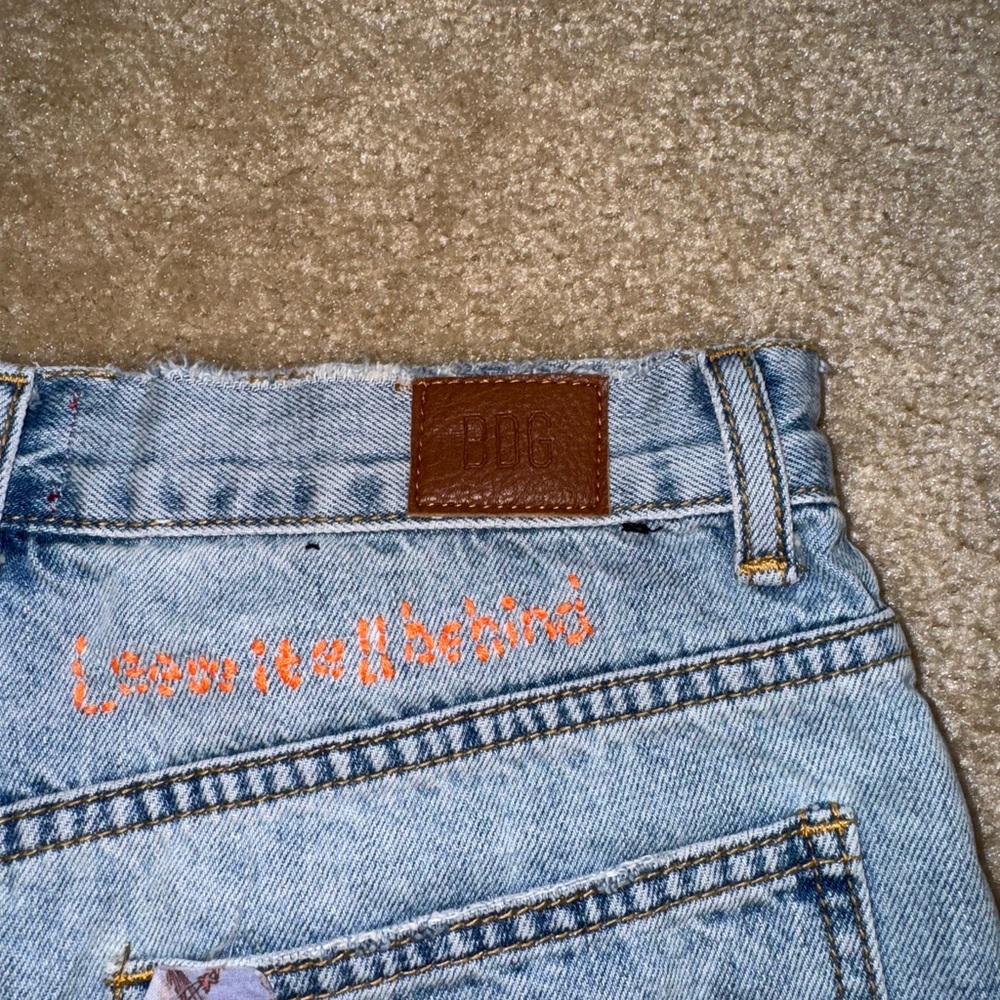 BDG Blue Jean Shorts with Colorful Patches - Picture 4 of 4
